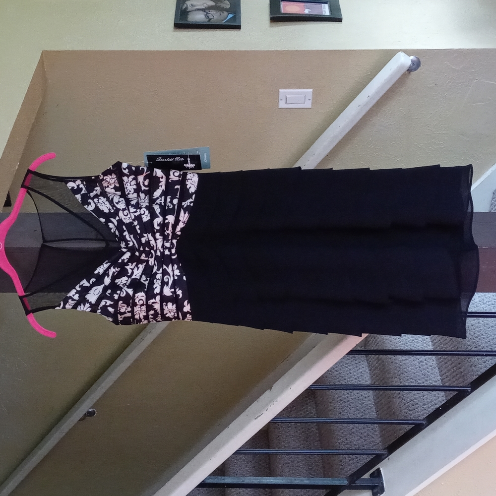 Scarlett Nite Missy Body-Con Black/Champagne Layered Dress Women's Sz 6 NWT